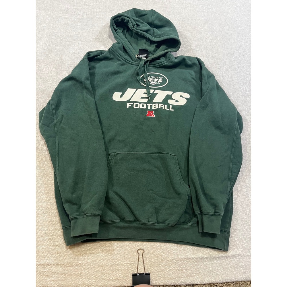 NFL New York Jets Hoodie Green Pullover Sweatshirt Mens XL